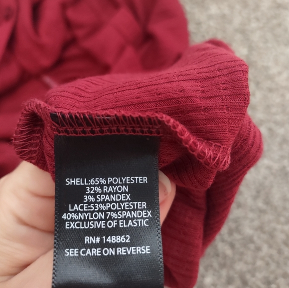 Torrid 3X red babydoll jersey lace top plus size blouse NWT buttons - Picture 9 of 9